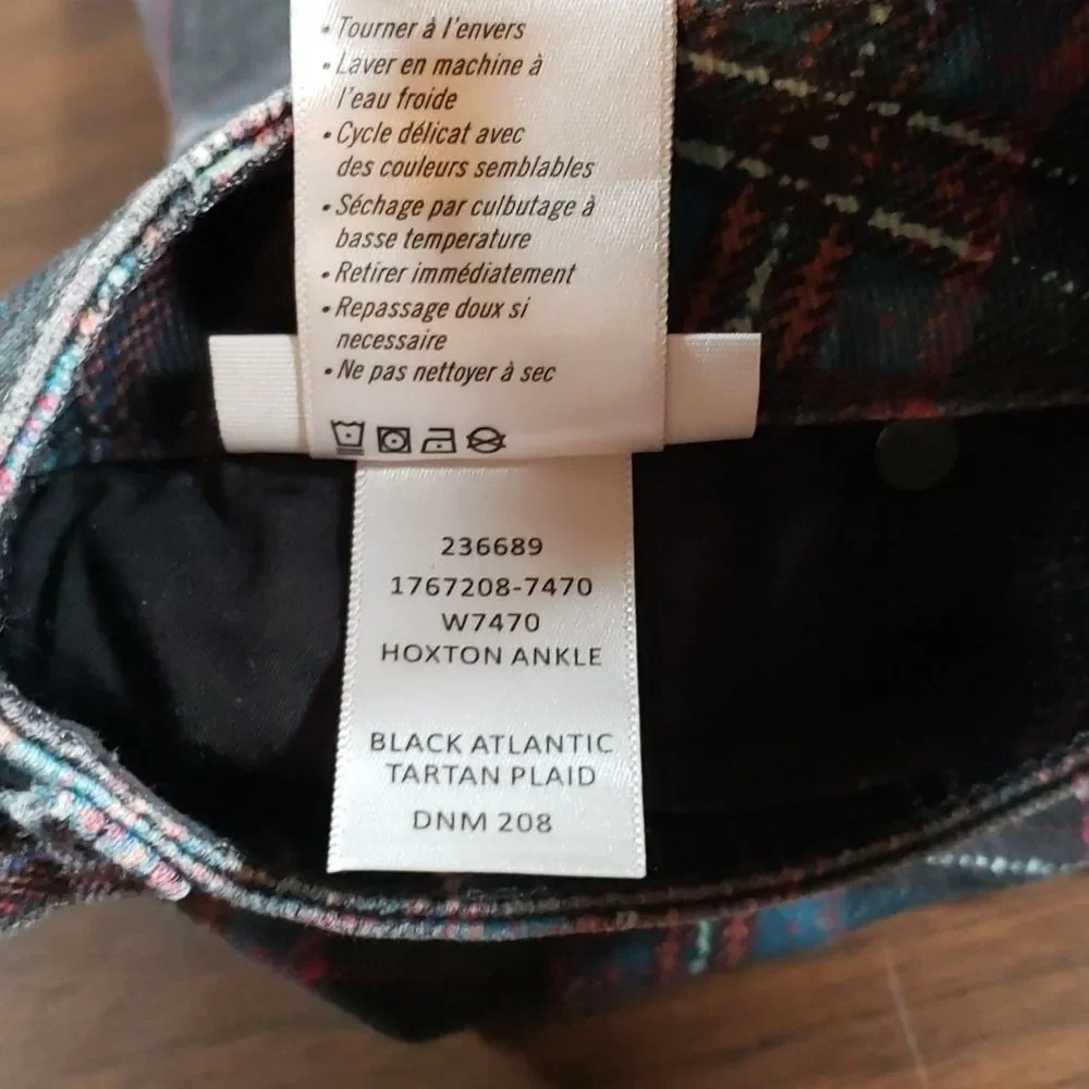 PAIGE Womens HOXTON ANKLE High-Rise Skinny Black Atlantic Tartan Plaid Jeans 26 - Picture 11 of 14